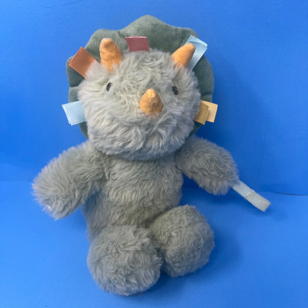 Cloud Island Triceratops Baby Rattle Plush Green Animal Nursery Sensory Toy - Picture 7 of 14